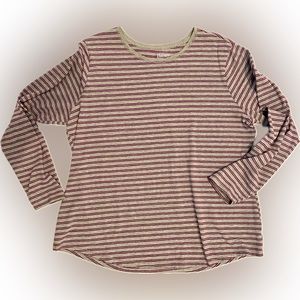 Hanes Live Love Color Women’s Plum & Gray Striped Long Sleeve Top | Size 2XL